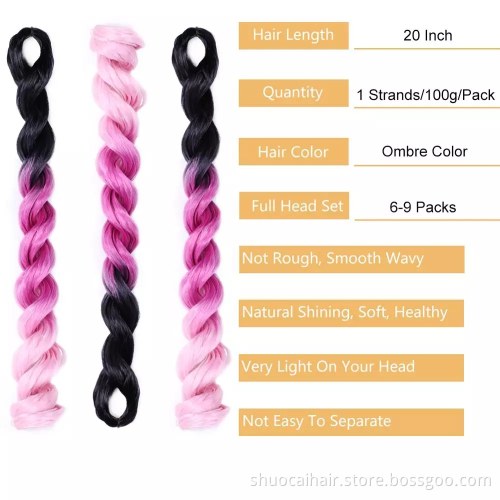 613 Loose Deep Curl Wave Crochet Braid Hair 20" 100g Synthetic Twist Hair Bulk Blue Purple Pink Braiding Hair extensions